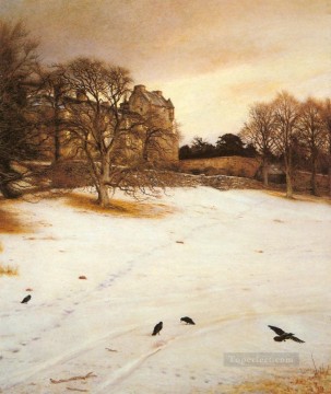  Navidad Lienzo - La víspera de Navidad de 1887, el paisaje prerrafaelita de John Everett Millais